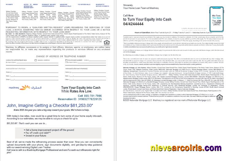 UAE Mashreq mortgage loan statement, 4 pages 3-4